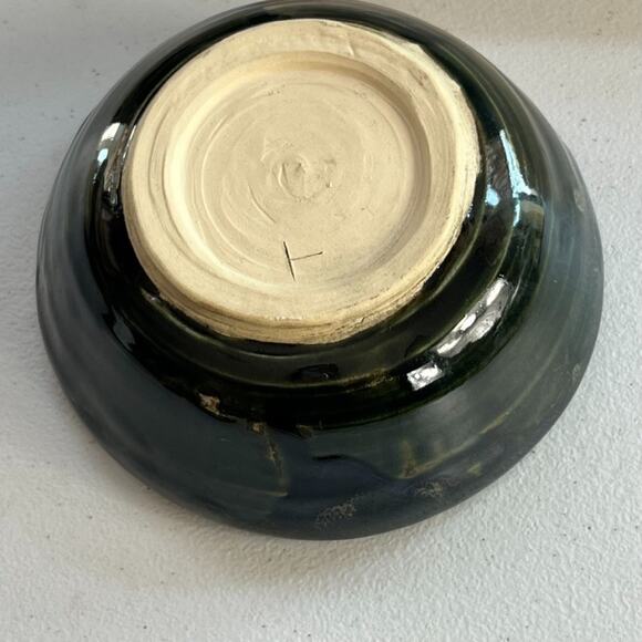 Studio Art Pottery Stoneware Bowl 6" Glossy Finish Dark Green Hand Thrown - Picture 5 of 8